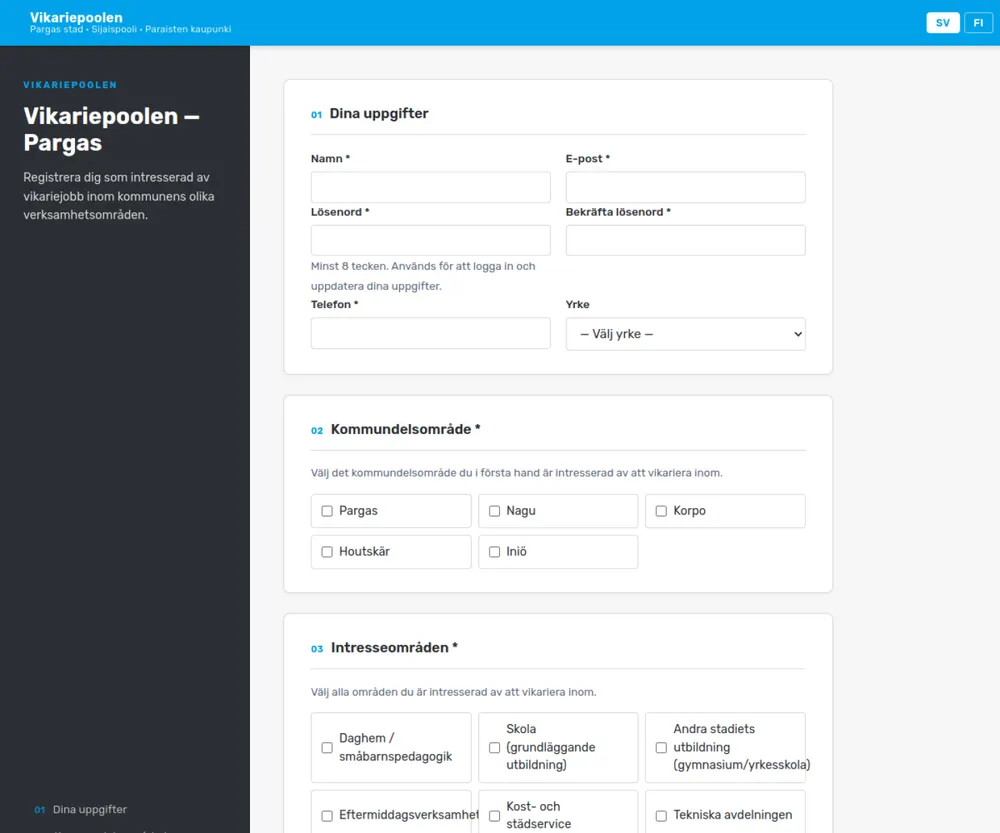 Kuntakeikka Pargas – webbplats av Naguprint