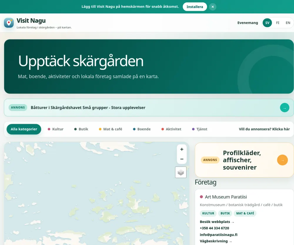 Visit Nagu – webbplats av Naguprint